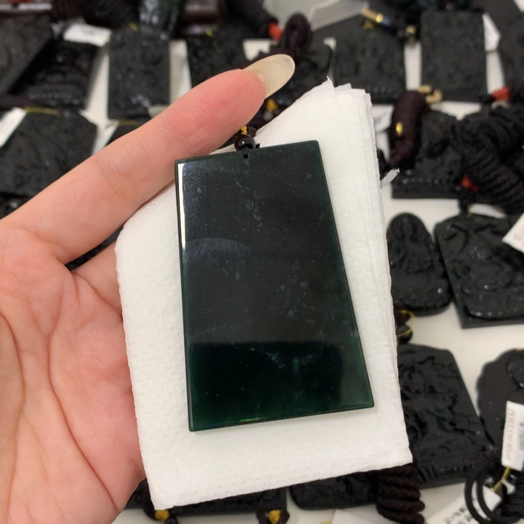 翡翠未镶嵌挂件天然缅甸a货钢琴黑挂件
