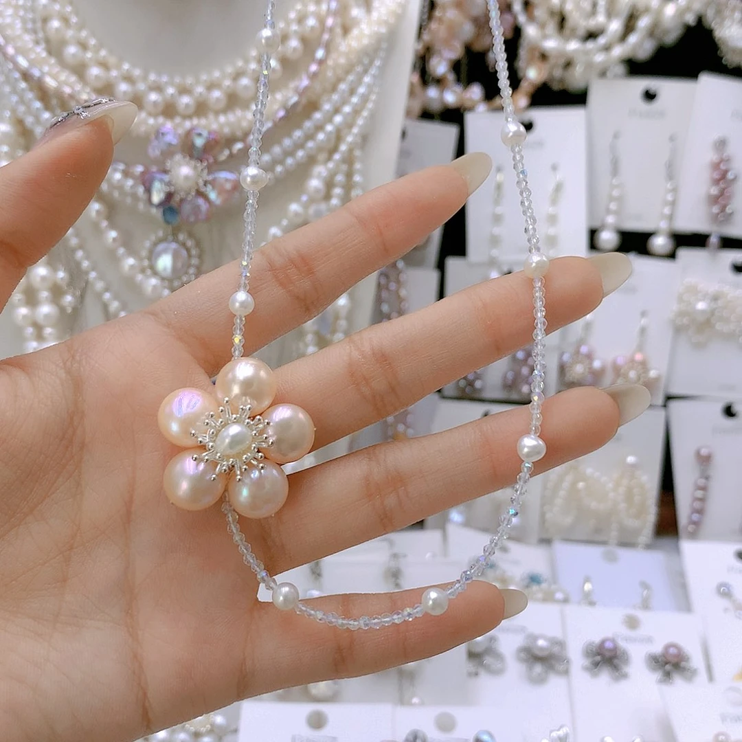 银S925镶嵌耳饰淡水珍珠