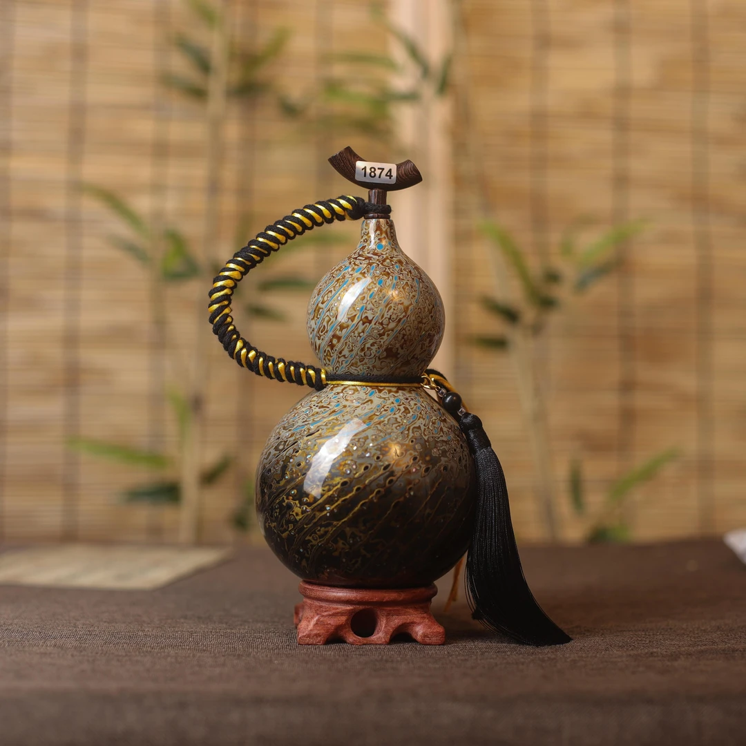 【葫芦姑娘1874】大漆酒葫芦犀皮漆工艺螺旋渐变纹理非遗工艺