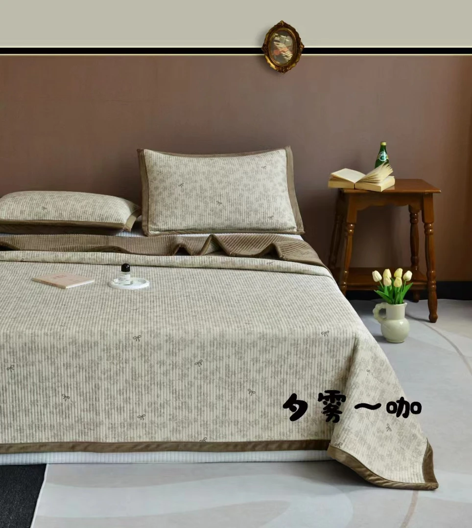 【夕雾绗缝】230cm*250cm轻奢三件套双面可用（赠送同款枕套一对