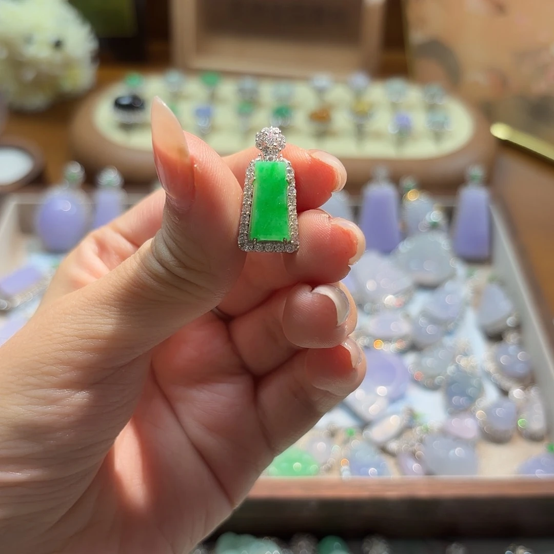 翡翠银S925镶嵌吊坠(不含链)