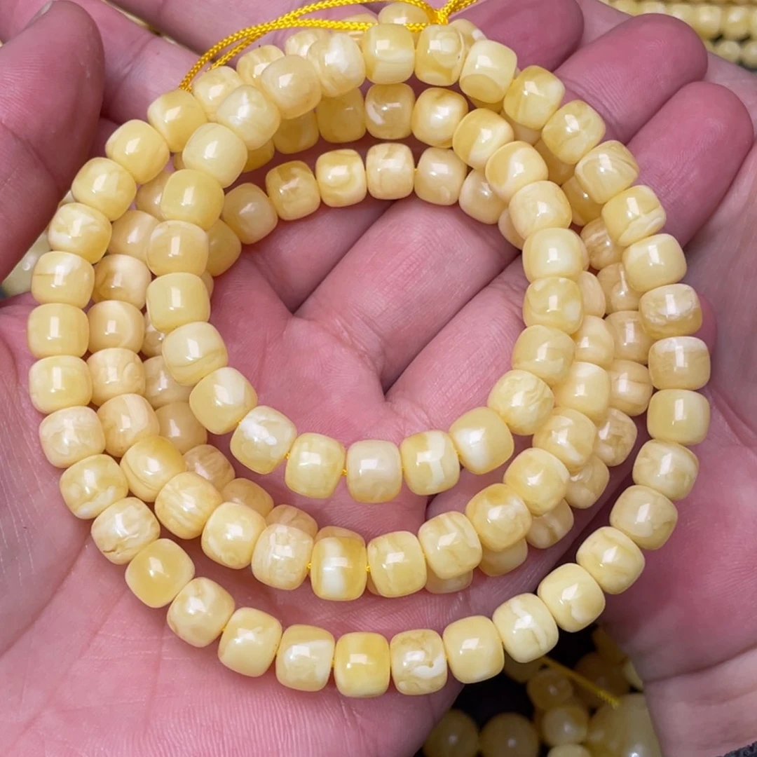 蜜蜡裸石未镶嵌蜜蜡佛珠8mm