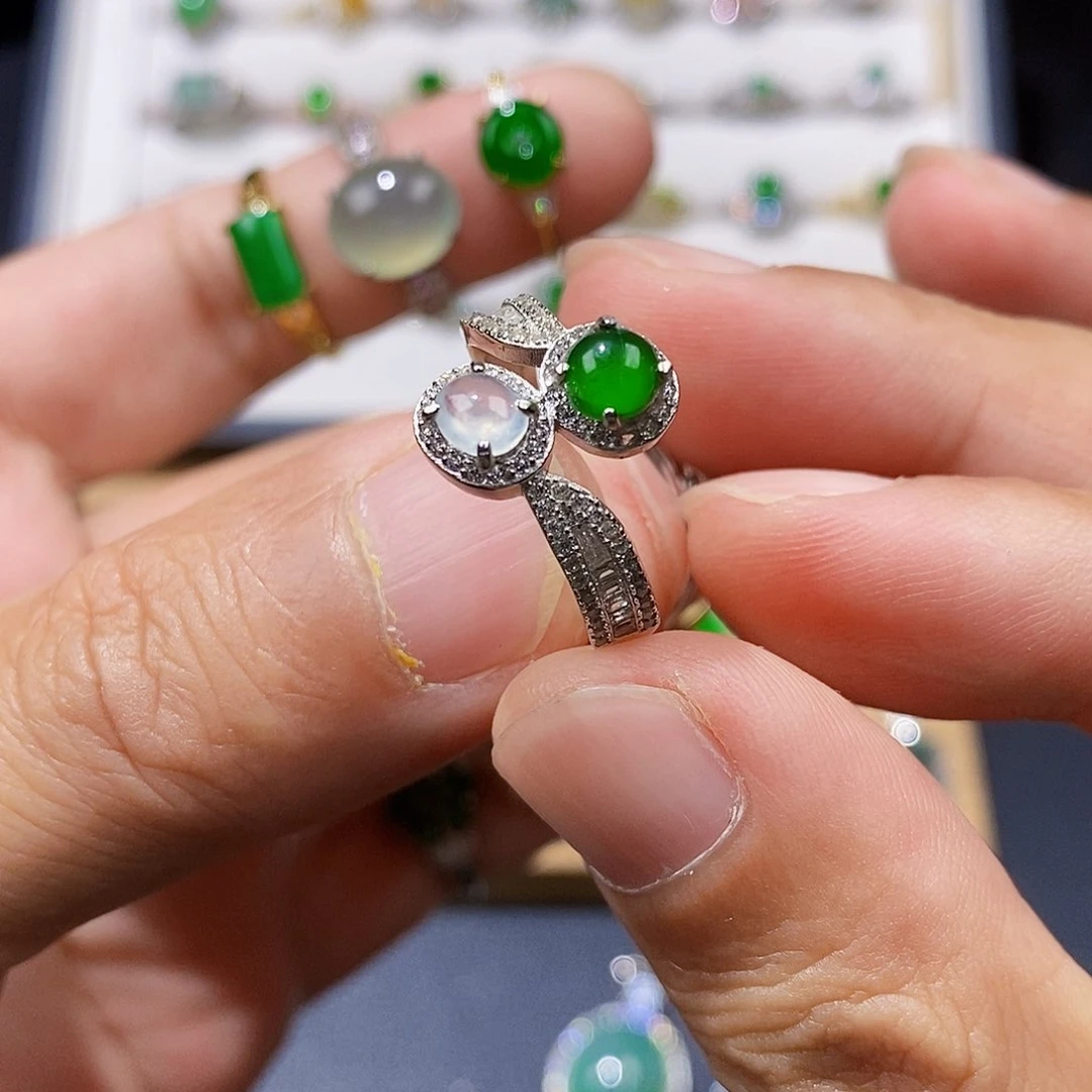 银S925镶嵌戒指翡翠