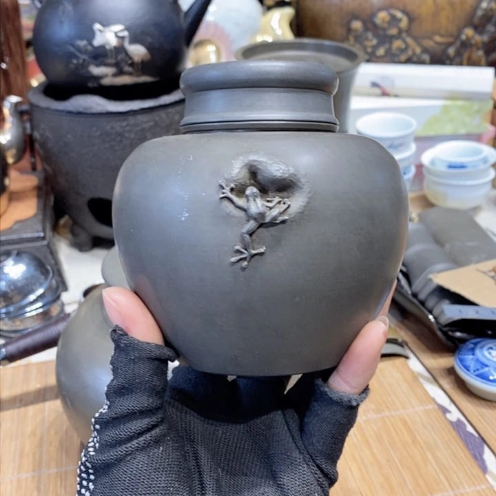 蜜安罐瓷香炉锡茶则