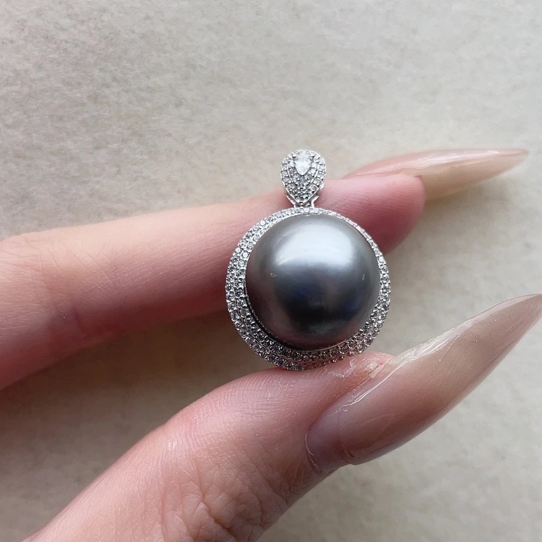 银S925镶嵌海水珍珠吊坠50