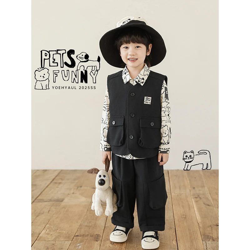 【25年春一波】男童宝宝原创设计帅酷工装风画报系列裤子N5783