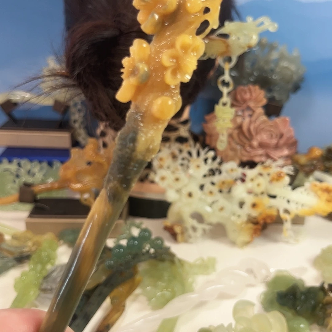 蛇纹石玉合金发饰