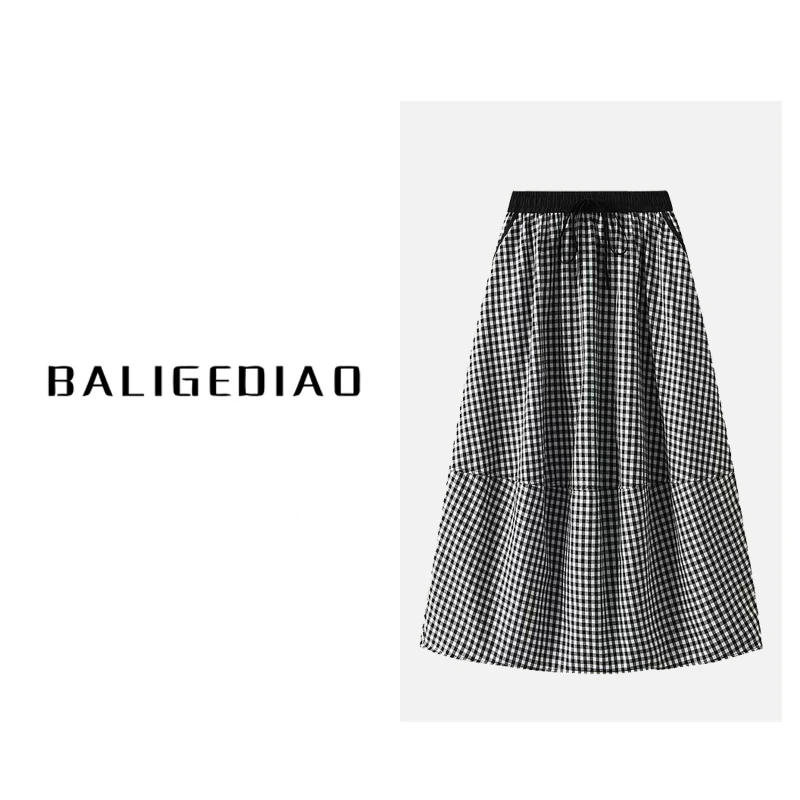 【格子半裙】棉麻百搭半裙25019