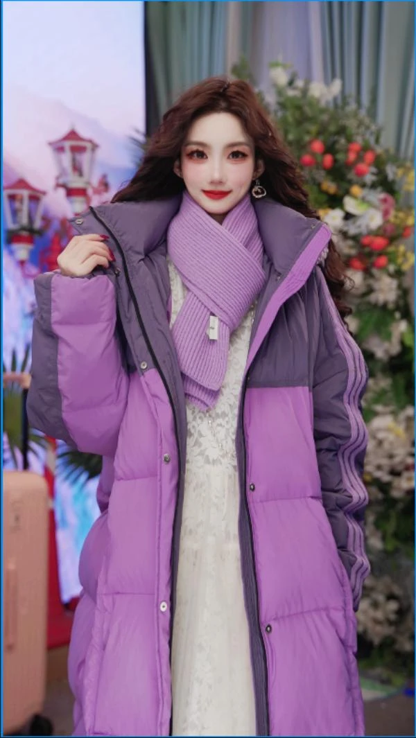 [木妍]秋冬女时尚羊毛围巾双面百搭长款加厚保暖冬季251Q241