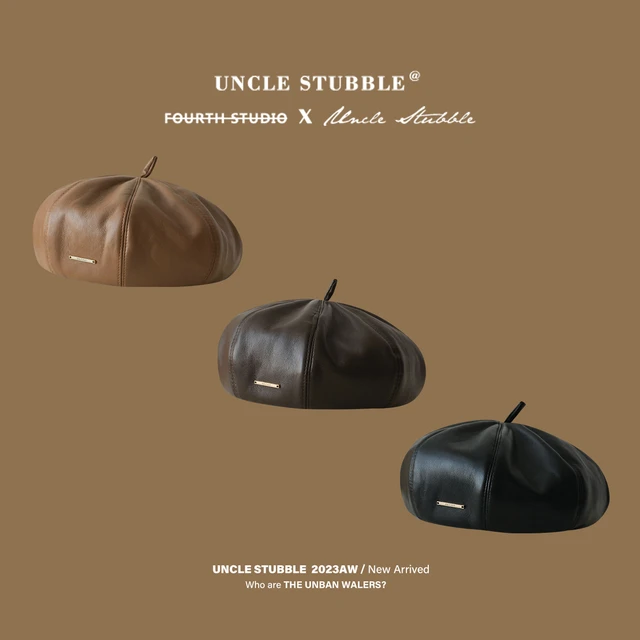 pu皮质贝雷帽女生秋冬气质百搭显脸小南瓜帽文艺复古八角画家帽子