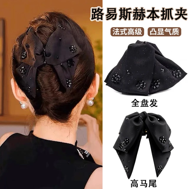 高级感赫本风蝴蝶结抓夹女2025新款后脑勺盘发发夹显发量发卡头饰