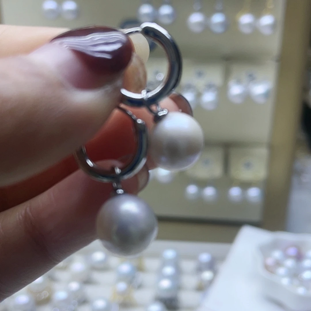 淡水珍珠耳饰银S925镶嵌