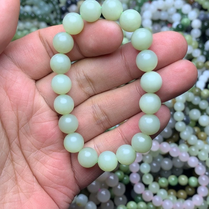 和田玉未镶嵌手串新疆若羌料 鸭蛋青