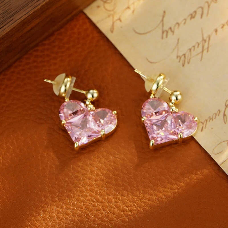 铜合金耳饰 5931【璀璨之心】微镶轻奢时尚简约百搭心形造型耳环