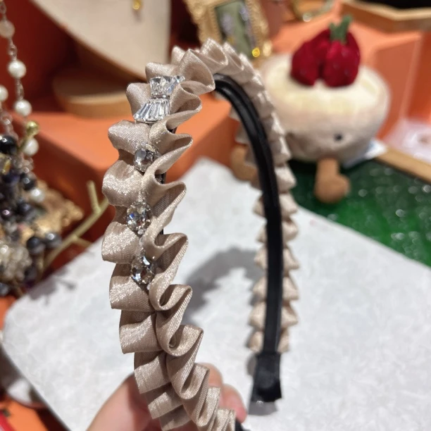 15047 蝴蝶结华子咖啡色波浪法式发箍