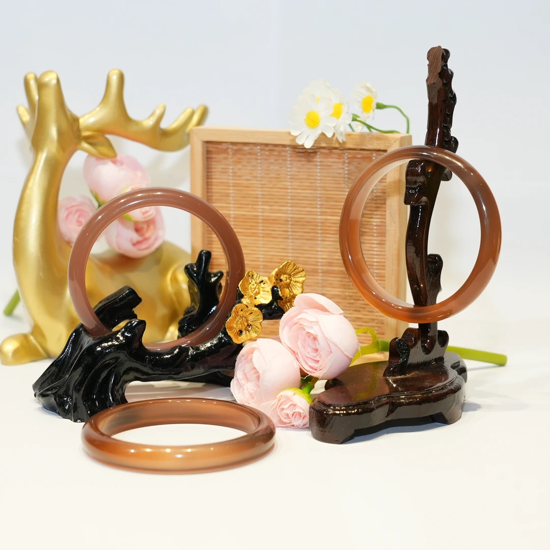 天然北红玛瑙冰琥珀棕手镯 圈口54-55MM （多样性发货发一件）