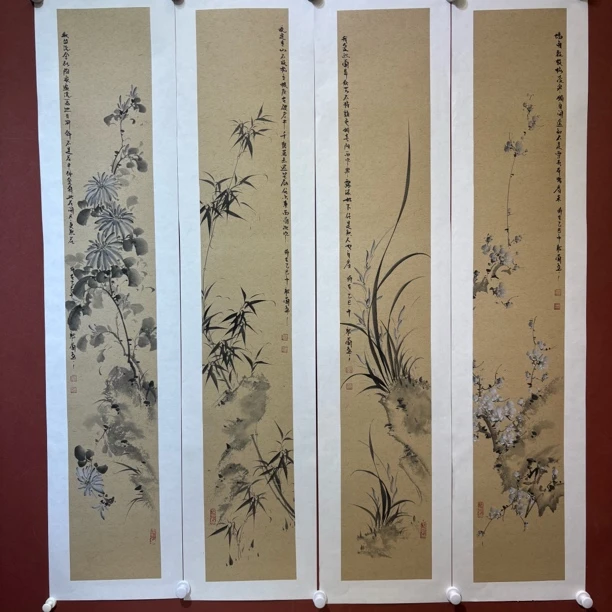 兰宝阁书画听兰老师纯手绘国画梅兰竹菊拓裱136:22