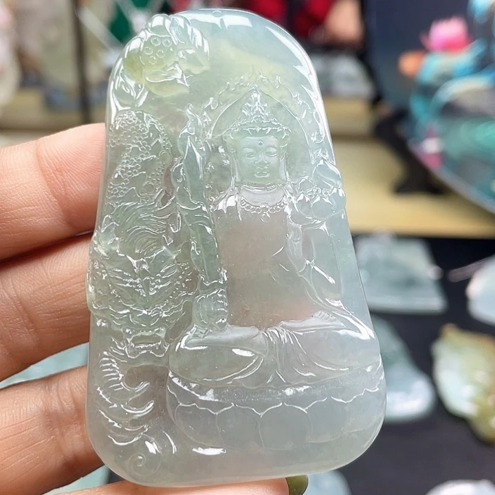 颈饰未镶嵌翡翠端*杰天然缅甸翡翠A货虚空藏菩萨