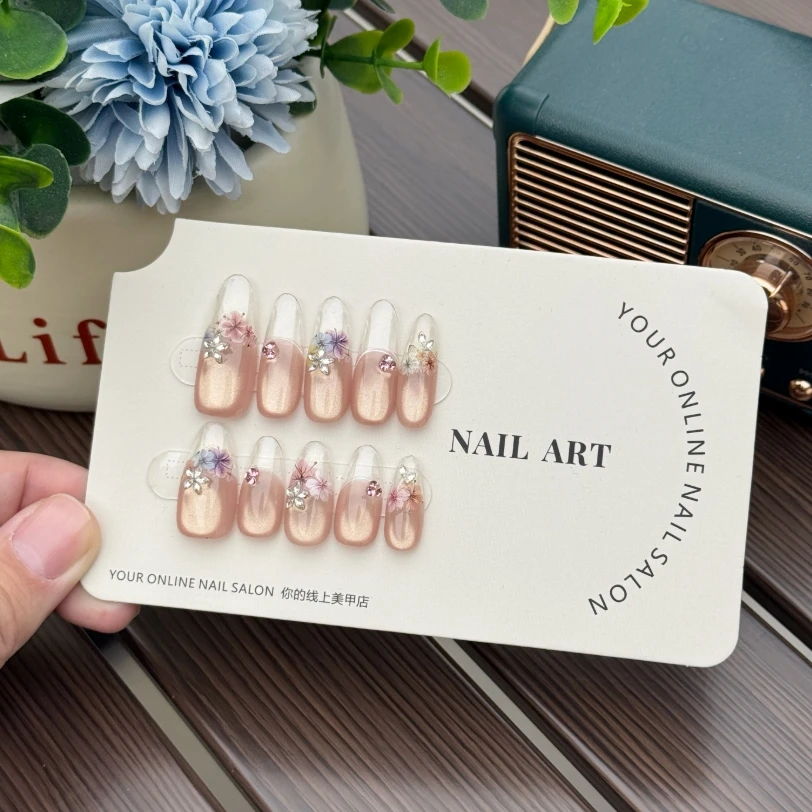 【上春山】设计款镂空玻璃法式 温柔纯欲裸色 纯手工穿戴甲