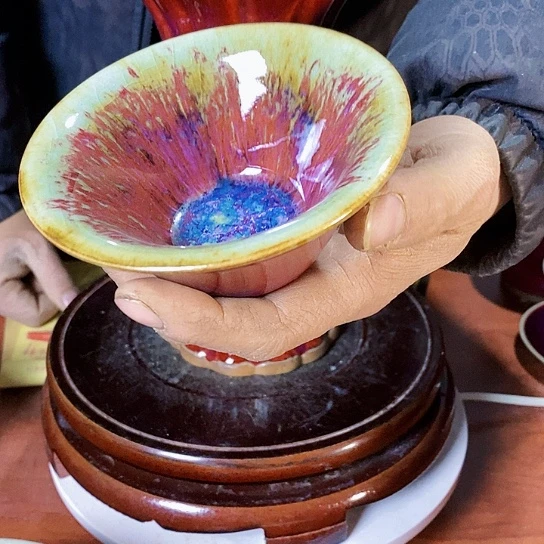 摆件尚峰钧窑作品斗笠盏