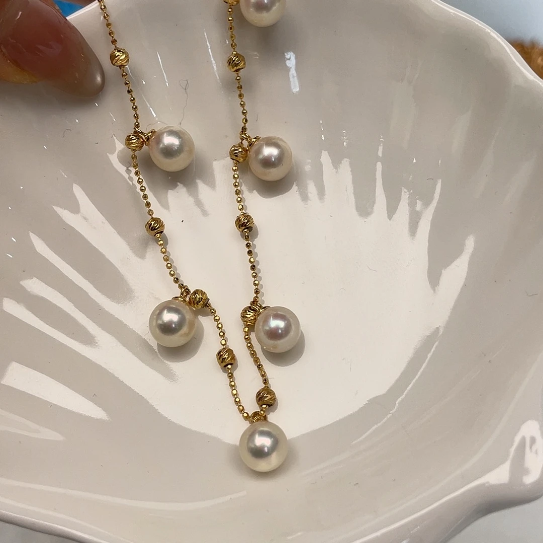 项链银S925镶嵌海水珍珠