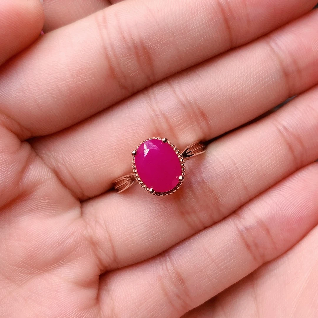 红宝石戒指银S925镶嵌