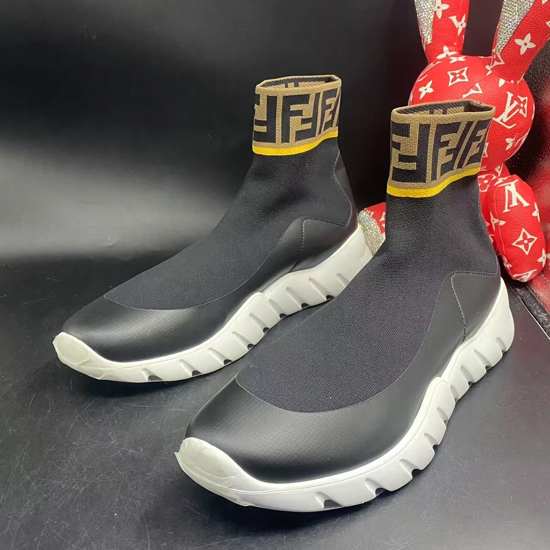 【聚星福利】芬迪/FENDI/99新/男黑色网面筒袜软底鞋43欧码ddm1445