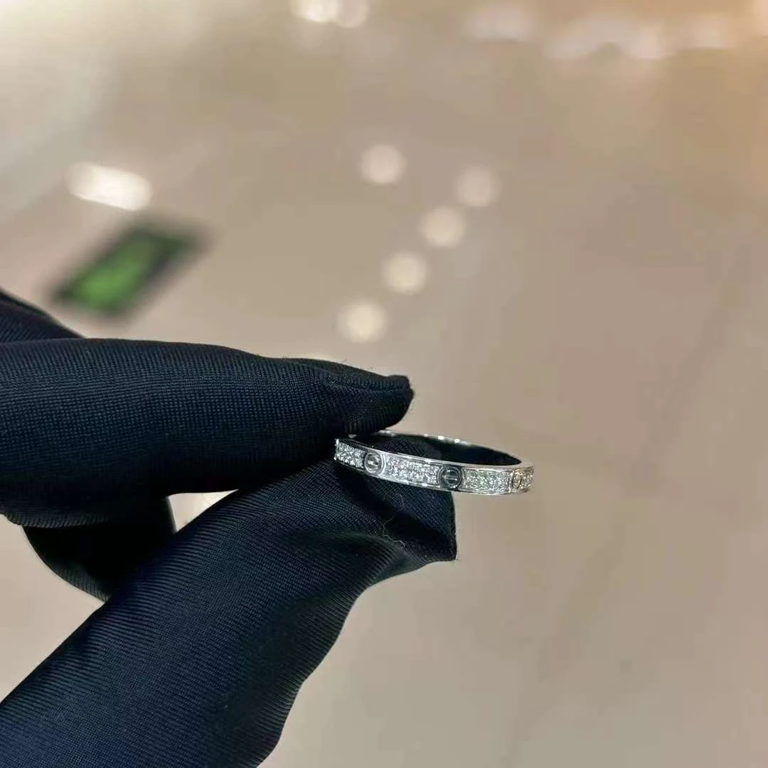 【金诚珠宝】18K金窄两排钻石戒指 K白金 2.4克~2.9克左右48h鉴赏期