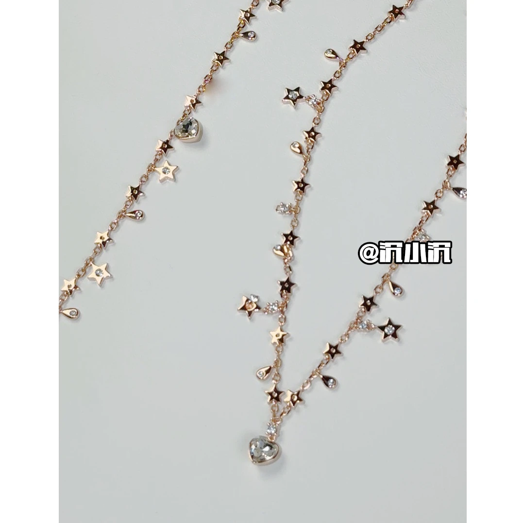 铜合金项链 【星星水滴项链D30】爱心多元素轻奢高级气质百搭项链