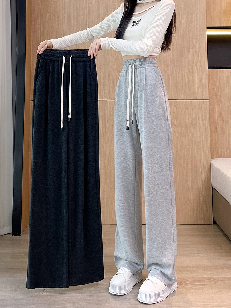 2025秋冬款时尚直筒宽松休闲阔腿高腰垂感窄版云柔裤子