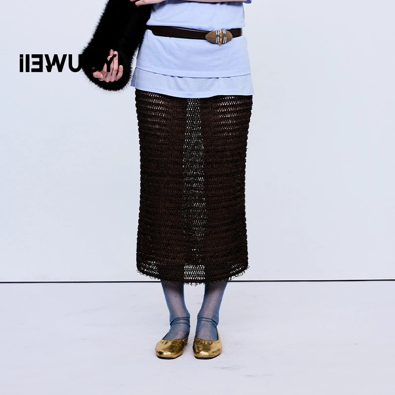 有尾YOUWEI 2025早秋上新 双色立体花针编织半裙（含衬裙）Y5825303