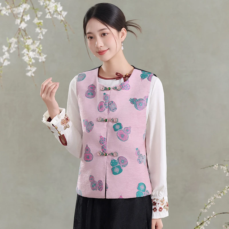 绝美新中式马甲女2025新款秋冬妈妈改良复古马夹国风上衣日常可穿
