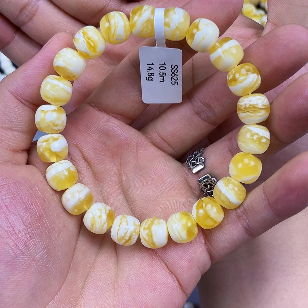 *****琥珀未镶嵌手链金漆白10.5