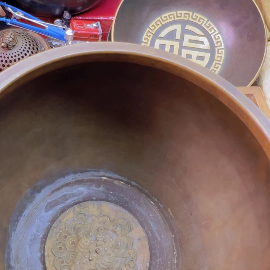 原矿风磨铜大号对联缸