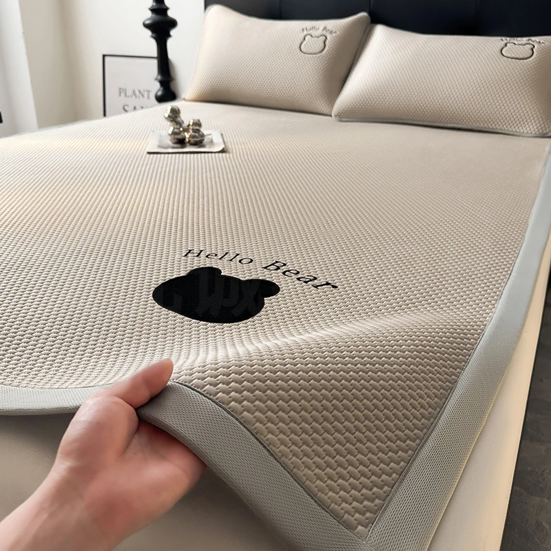 慢生活家纺夏季母婴级凉席三件套冰丝凉席夏天专用圆枕头颈椎枕