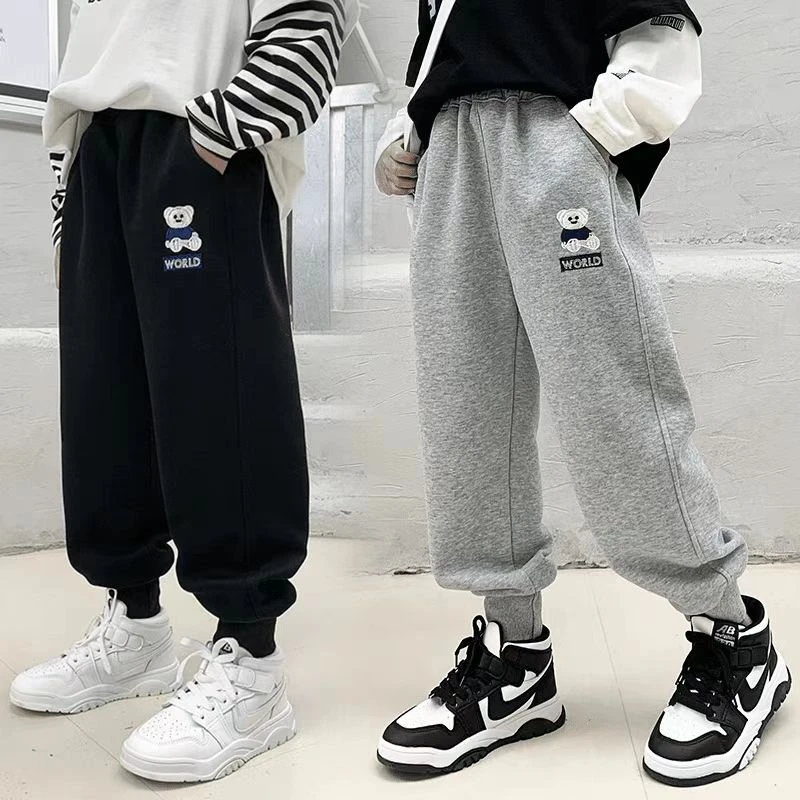 200749童装男童加棉卫裤 2025冬儿童潮酷洋气加棉加厚潮流长裤潮