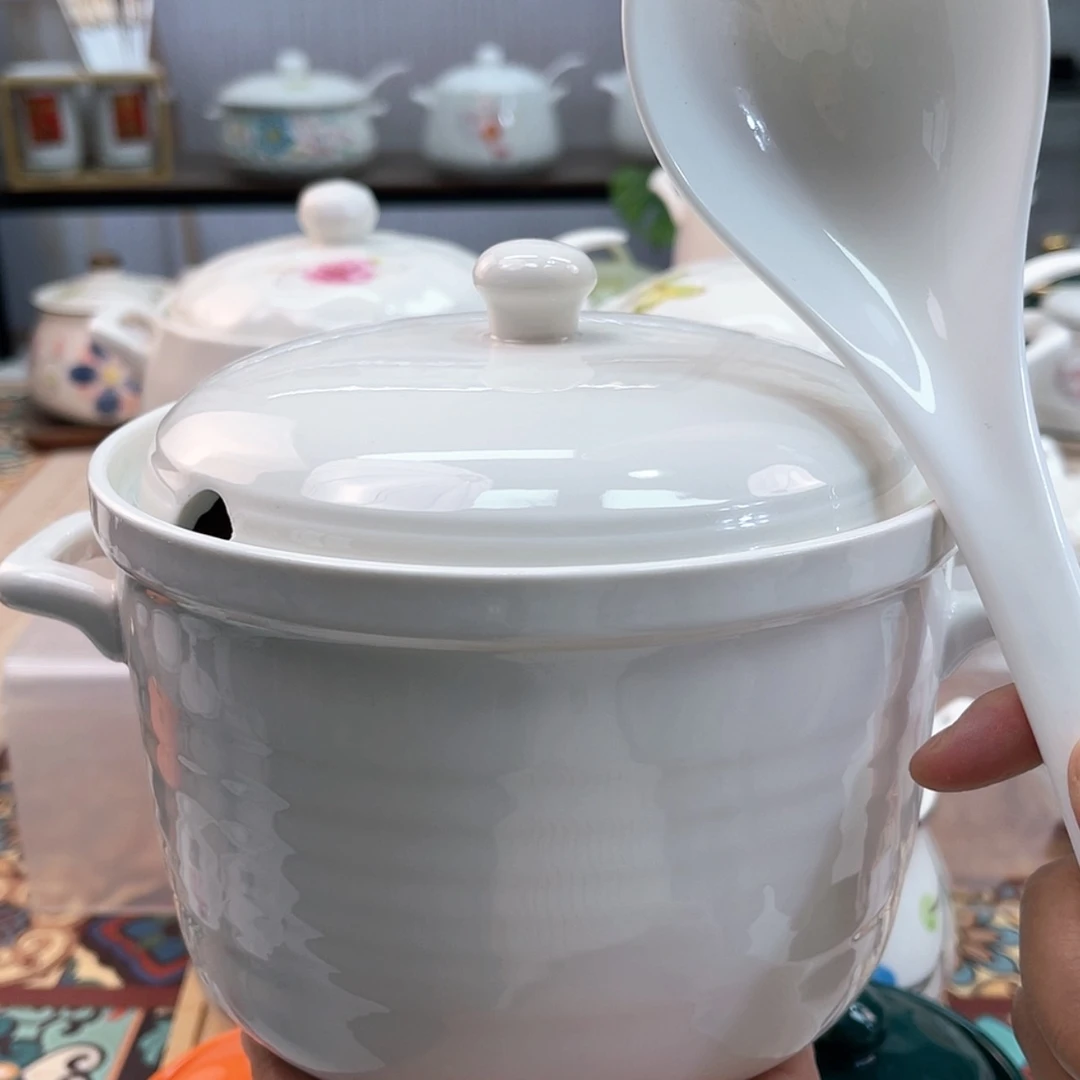【闪购商品】瓷2.4斤装直身纯白猪油罐 有孔带勺