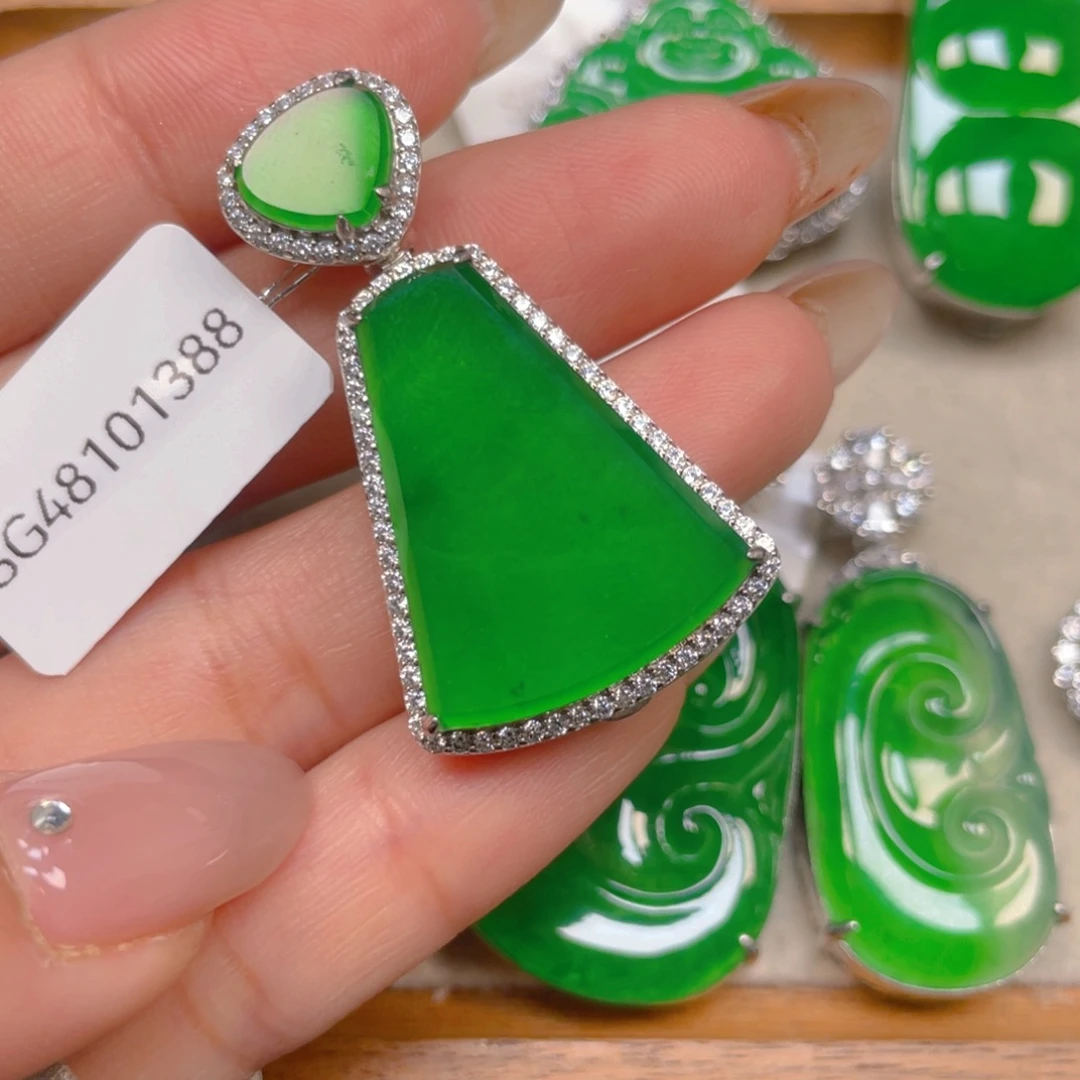 翡翠银S925镶嵌挂件