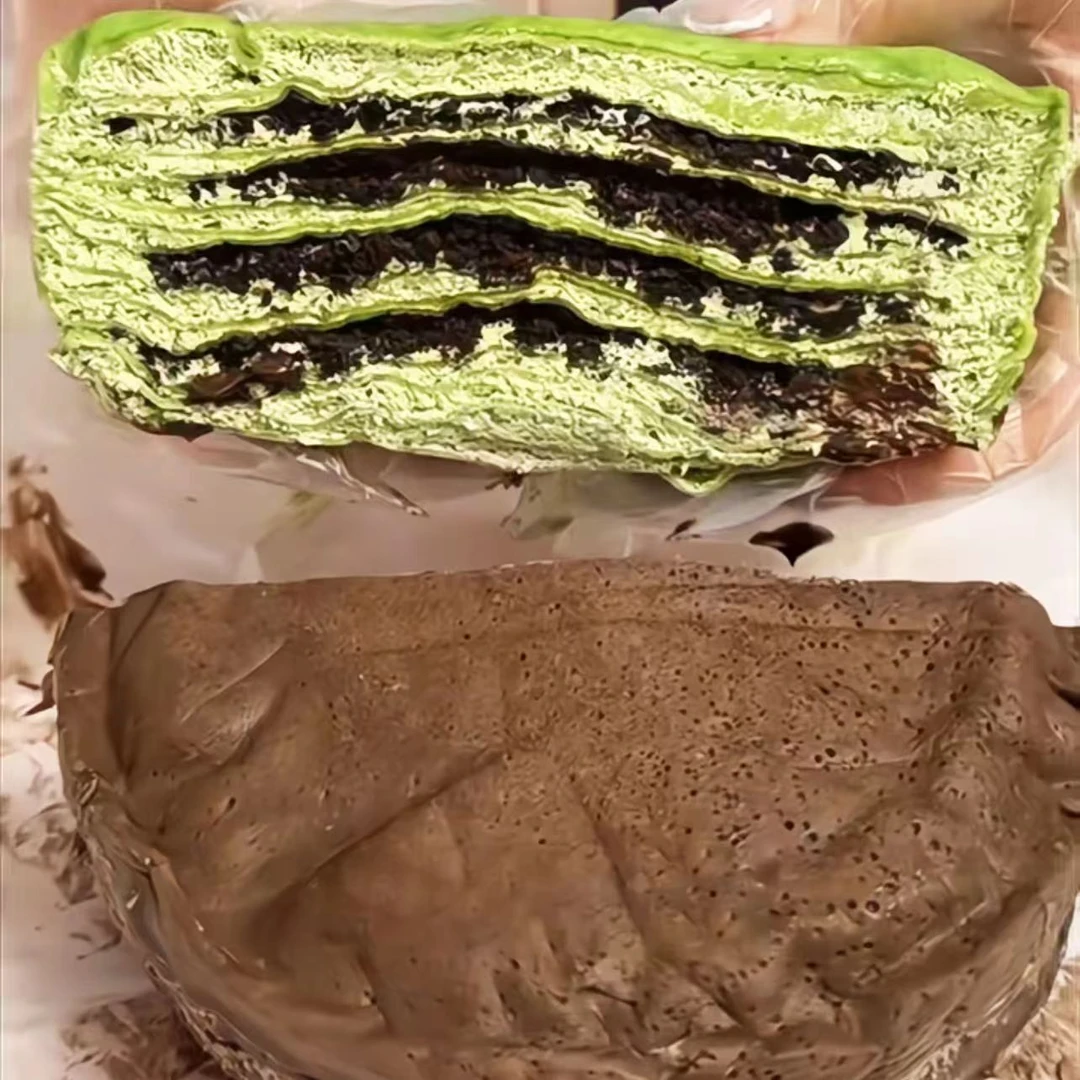 现【坏单包赔】蛋糕包邮6英寸抹茶+巧克力双拼千层蛋糕