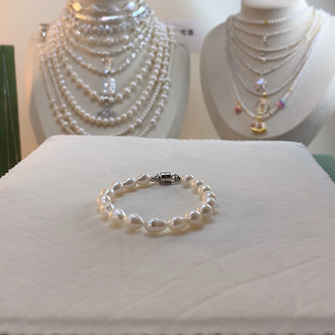 淡水珍珠银S925镶嵌手绳