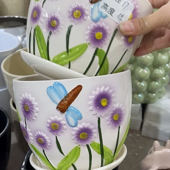 多肉绿植陶瓷花盆9.9包邮，有孔