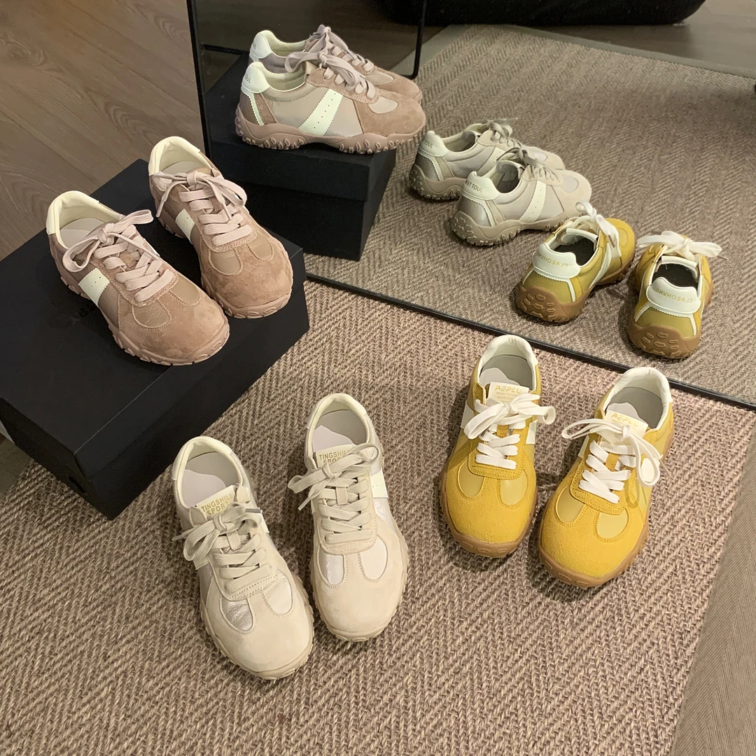 贾不假欧若风真皮德训鞋2025秋冬新款时尚透气韩版厚底休闲阿甘鞋