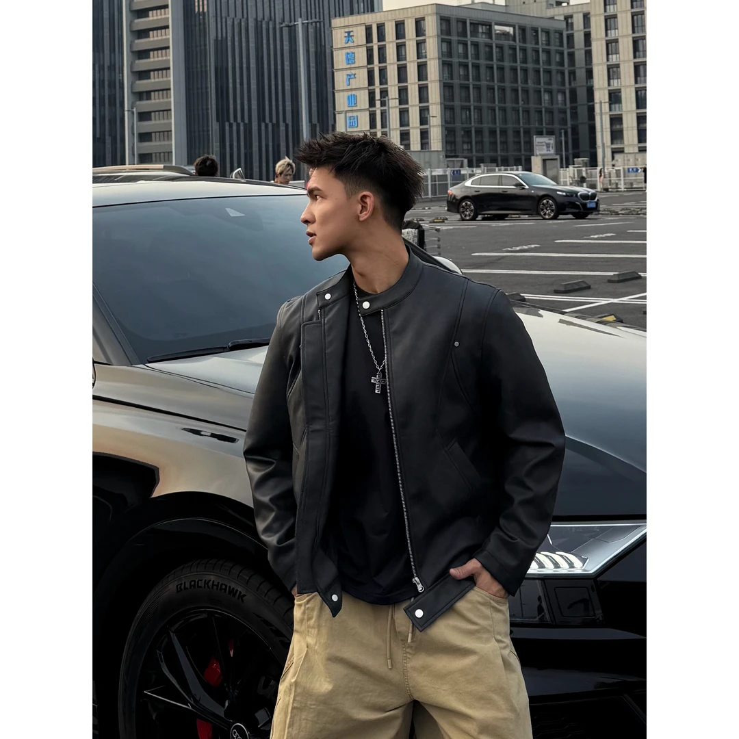 【Mark马克】秋季男士蛋白pu夹克机车修身痞帅型男外套显瘦百搭时尚