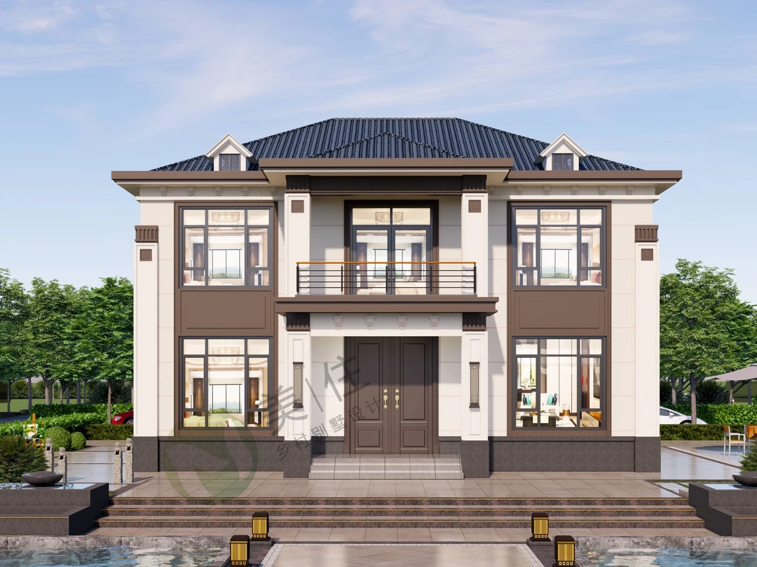 13x12米新款别墅设计二层中式乡村图纸农村自建房全套施工图