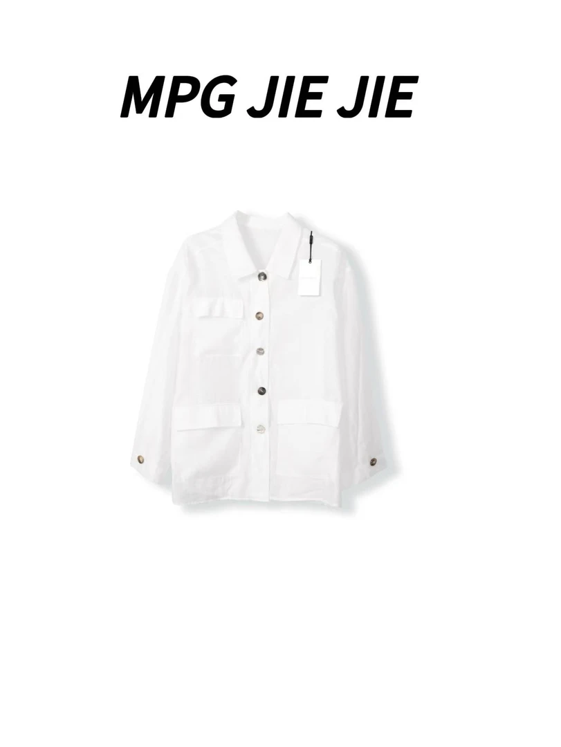 MPG JIEJIE【巴家秀场】大码早秋正肩设计感休闲衬衫