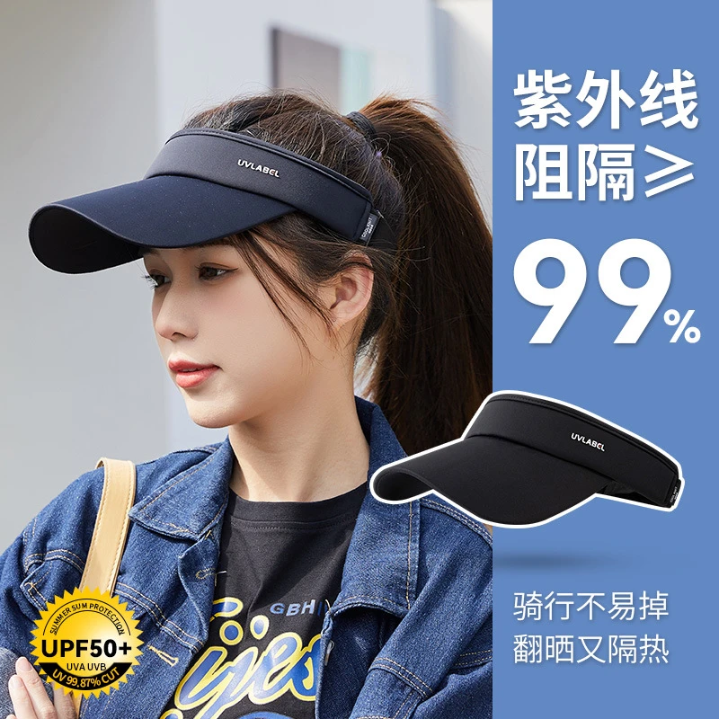 日本女孩UVcut跑步空顶太阳帽出游冰丝防晒帽男女遮阳不掉帽子夏