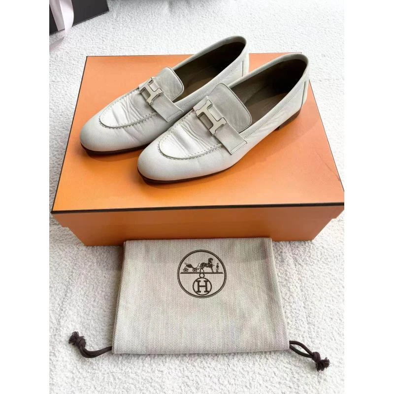 95新 Hermes/爱马仕  bb2537 白色h皮鞋 38码 鞋盒尘袋