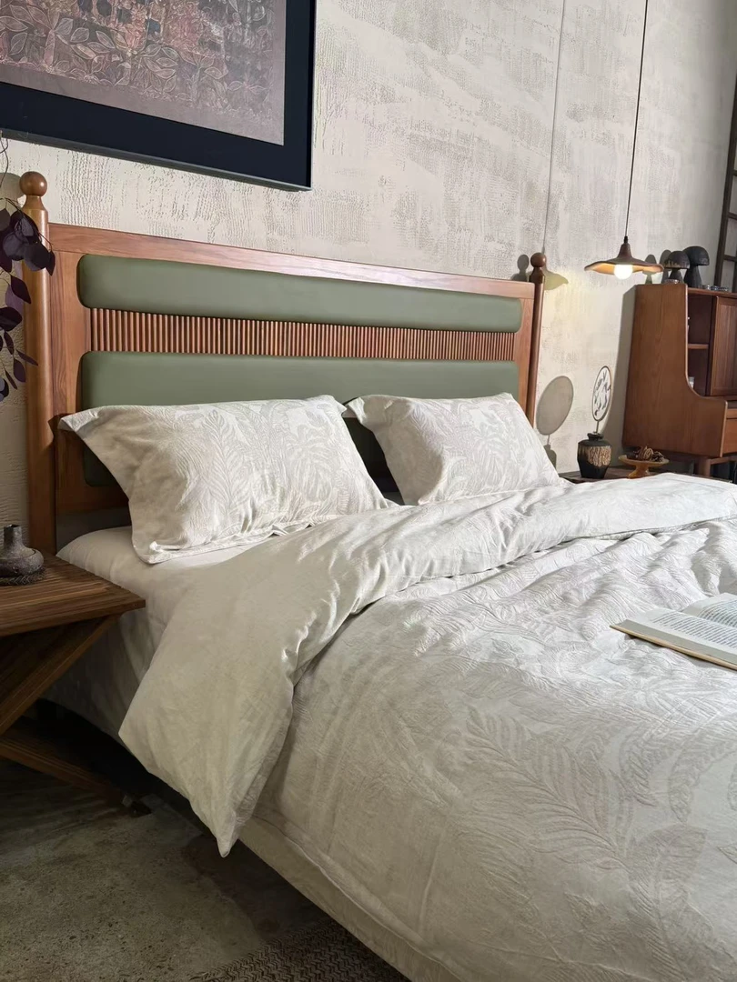 【大叶有成-贝尼古】赤贫风 纽扣款  提花色织  棉麻四件套