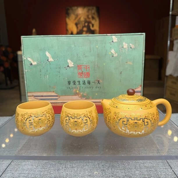 掐丝回纹凤鸣一壶两杯-604