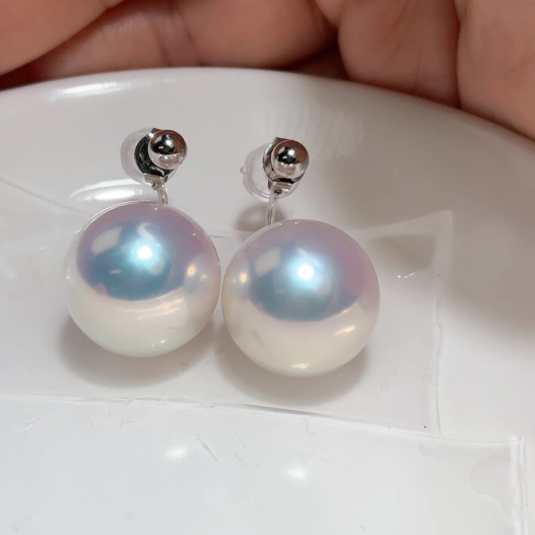 淡水珍珠耳饰银S925镶嵌阿*